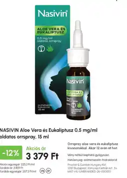 Alma Gyógyszertárak Nasivin orrspray ajánlat