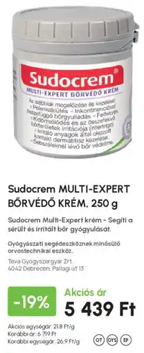 Alma Gyógyszertárak Sudocrem multi-expert bőrvédő krém ajánlat