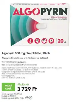 Alma Gyógyszertárak Algopyrin ajánlat