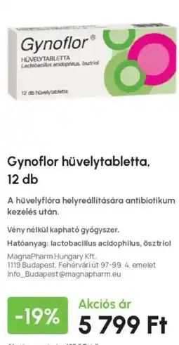 Alma Gyógyszertárak Gynoflor hüvelytablett ajánlat