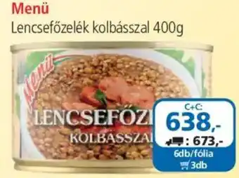 ÁRKLUB Menü lencsefőzelék ajánlat