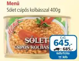 ÁRKLUB Menu sólet csipős kolbás ajánlat