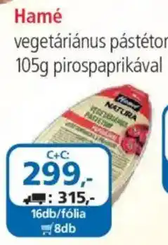 ÁRKLUB Hamé vegetáriánus pástétum ajánlat