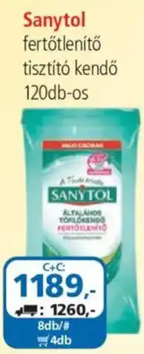 ÁRKLUB Sanytol fertőtlenítő tisztító kendő ajánlat