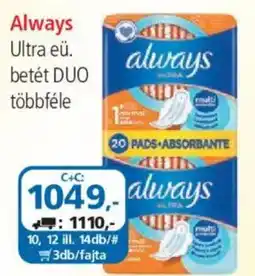 ÁRKLUB Always ultra eü. betét DUO ajánlat