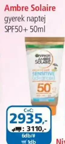 ÁRKLUB Garnier ambre solaire gyerek naptej ajánlat