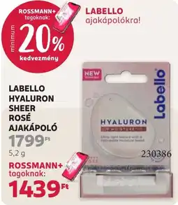 Rossmann Labello hyaluron sheer rosé ajakápoló ajánlat