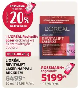 Rossmann L'oréal revitalift laser nappali arckrém ajánlat