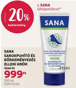 Rossmann Sana sarokpuhító és bőrkeményedés elleni krém ajánlat
