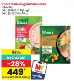 Interspar Knorr főzős és gyümölcsleves ajánlat