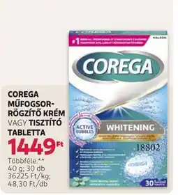 Rossmann Corega műfogsor-rögzítő krém vagy tisztító tabletta ajánlat