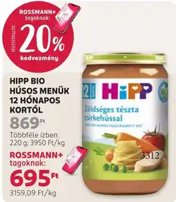 Rossmann Hipp bio húsos menük ajánlat