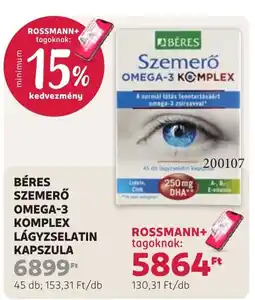 Rossmann Béres szemerő omega-3 komplex lágyzselatin kapszula ajánlat