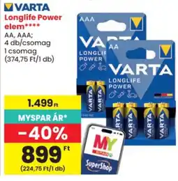 Spar Varta longlife power elem ajánlat