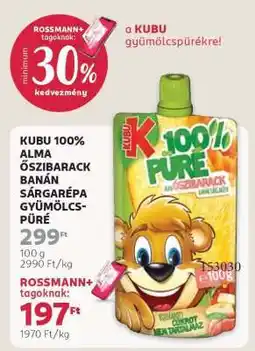 Rossmann KUBU 100% ALMA ŐSZIBARACK BANÁN SÁRGARÉPA GYÜMÖLCS-PÜRÉ ajánlat