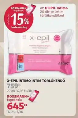 Rossmann X-Epil Intimo intim törlőkendő ajánlat