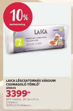 Rossmann LAICA LÉGCSATORNÁS VÁKUUM CSOMAGOLÓ TÖMLŐ ajánlat