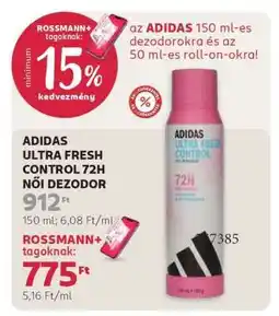 Rossmann ADIDAS ULTRA FRESH CONTROL 72H NŐI DEZODOR ajánlat