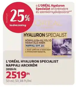 Rossmann L'ORÉAL HYALURON SPECIALIST NAPPALI ARCKRÉM ajánlat