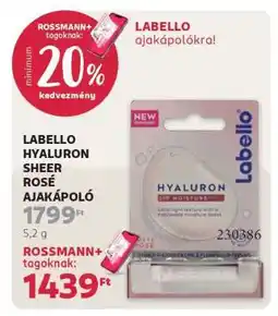 Rossmann LABELLO HYALURON SHEER ROSÉ AJAKÁPOLÓ ajánlat