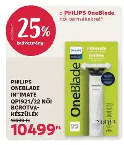 Rossmann PHILIPS ONEBLADE INTIMATE QP1921/22 NŐI BOROTVAKÉSZÜLÉK ajánlat