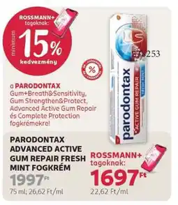 Rossmann PARODONTAX ADVANCED ACTIVE GUM REPAIR FRESH MINT FOGKRÉM ajánlat