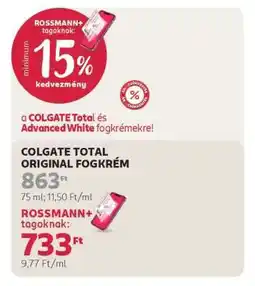 Rossmann COLGATE TOTAL ORIGINAL FOGKRÉM ajánlat