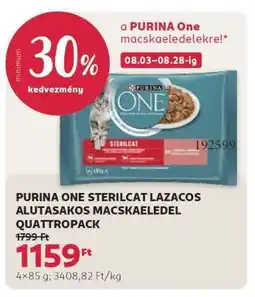 Rossmann PURINA ONE STERILCAT LAZACOS ALUTASAKOS MACSKAELEDEL QUATTROPACK ajánlat
