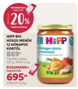 Rossmann HIPP BIO HÚSOS MENÜK 12 HÓNAPOS KORTÓL ajánlat