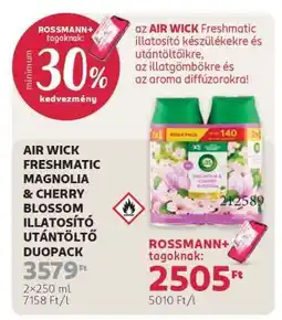 Rossmann AIR WICK FRESHMATIC MAGNOLIA&CHERRY BLOSSOM ILLATOSÍTÓ UTÁNTÖLTŐ DUOPACK ajánlat