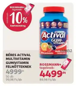 Rossmann BÉRES ACTIVAL MULTIVITAMIN GUMIVITAMIN FELNŐTTEKNEK ajánlat