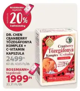 Rossmann DR. CHEN CRANBERRY TŐZEGÁFONYA KOMPLEX + C-VITAMIN KAPSZULA ajánlat