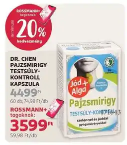 Rossmann DR. CHEN PAJZSMIRIGY TESTSÚLY-KONTROLL KAPSZULA ajánlat