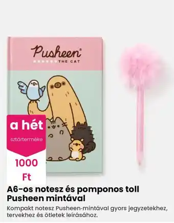 Pusheen the cat a6-os notesz és pomponos toll