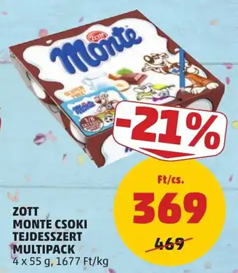 Zott monte csoki tejdesszert multipack