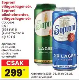 Spar Soproni világos lager sör ajánlat
