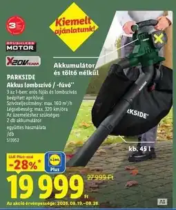 Lidl Parkside Akkus lombszívó / -fúvó ajánlat