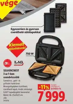 Lidl Silvercrest 3 az 1-ben szendvicssütő ajánlat