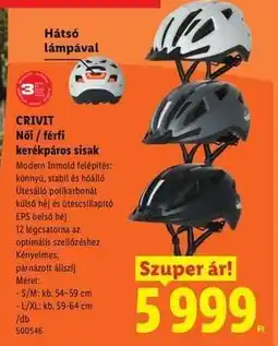 Lidl CRIVIT Női / férfi kerékpáros sisak ajánlat