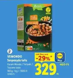 Lidl VEMONDO Serpenyős tofu ajánlat