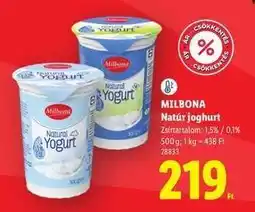 Lidl MILBONA Natúr joghurt ajánlat