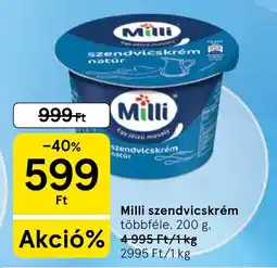 Tesco Milli szendvicskrém ajánlat
