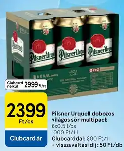 Tesco Pilsner Urquell dobozos világos sör ajánlat