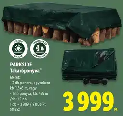 Lidl Parkside takaróponyva ajánlat