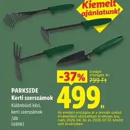 Lidl Parkside kerti szerszámok ajánlat