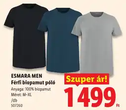 Lidl Esmara men férfi biopamut póló ajánlat