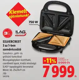 Lidl Silvercrest 3 az 1-ben szendvicssütő ajánlat