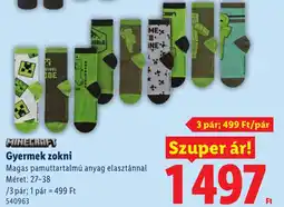 Lidl Minecraft gyermek zokni ajánlat
