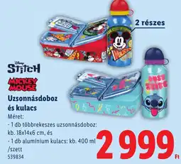 Lidl Stitch mickey mouse uzsonnásdoboz és kulacs ajánlat