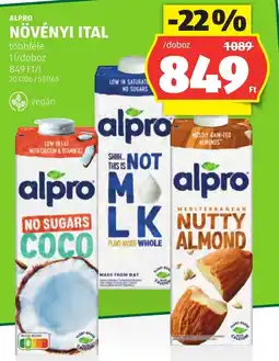 ALDI Alpro növényi ital ajánlat